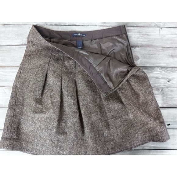Vintage Gap 100% Wool Brown Pleated Lined Skirt Size 28 Waist - Picture 3 of 8